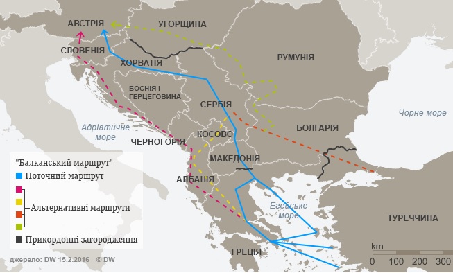 Карта миграции в Европу